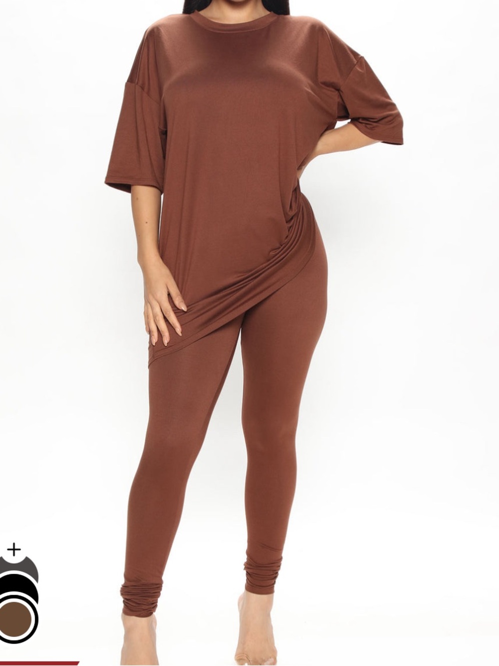2 Piece Brown Leggings & Oversized Top Set M